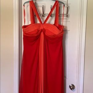 Vibrant tri-colored/coral and red gown!